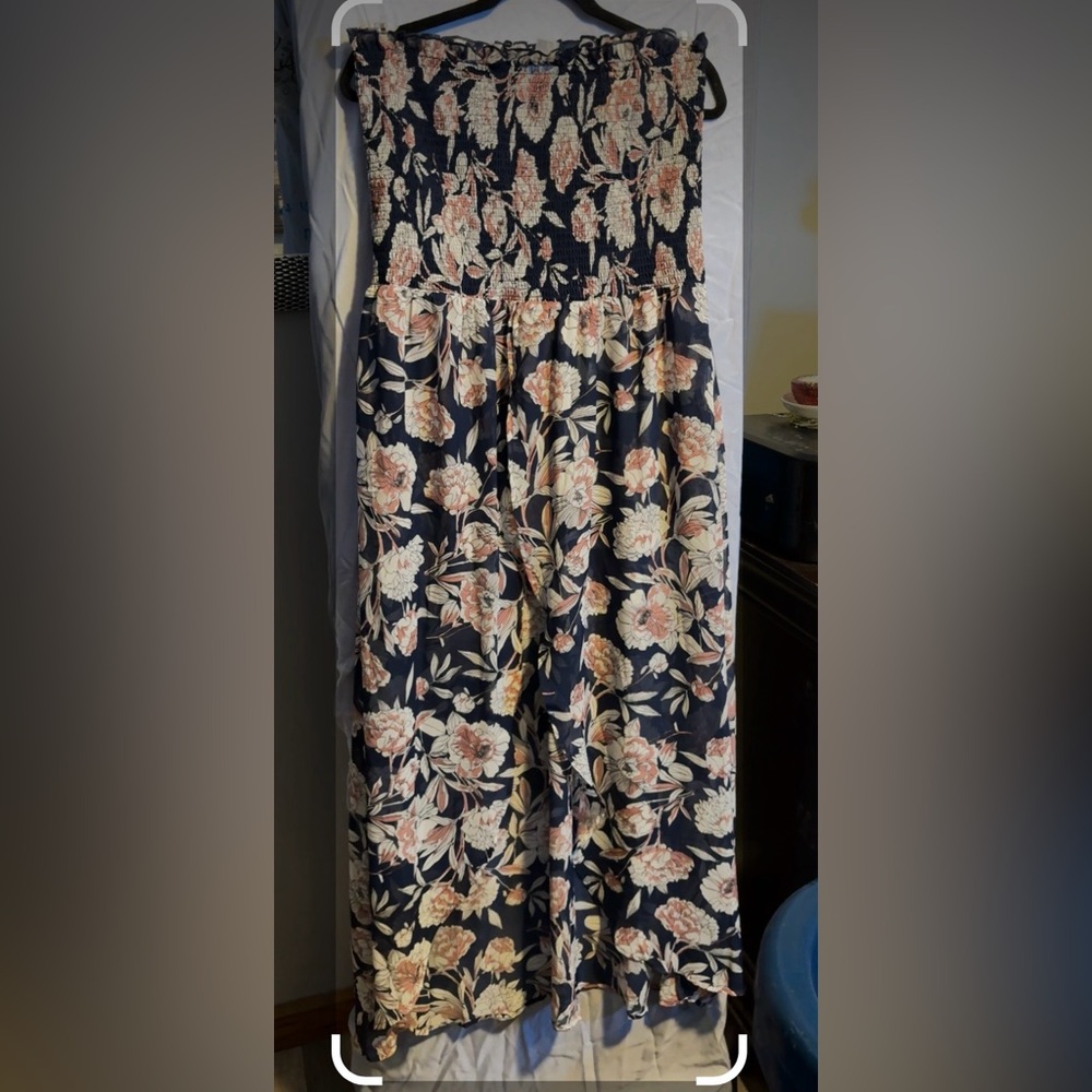 VENUS Floral Maxi Dress - Navy and Peach